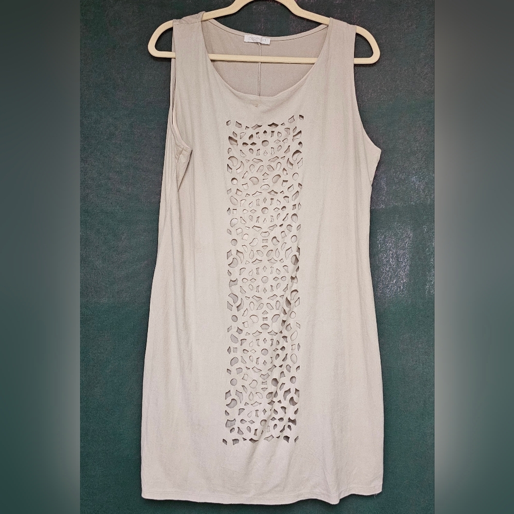 Sleeveless Cream Dress with Cutout Design